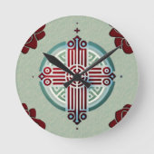 Äthiopisches Cross-Design-Drehkissen Runde Wanduhr (Vorderseite)