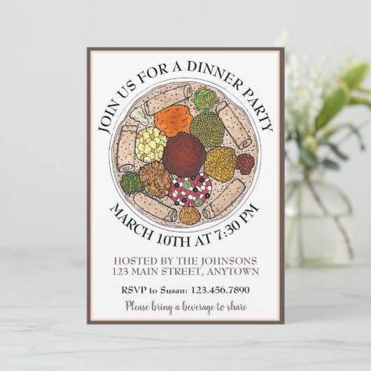 Äthiopisches Food Platter Injera Dinner Party Einladung (Stehend Vorderseite)