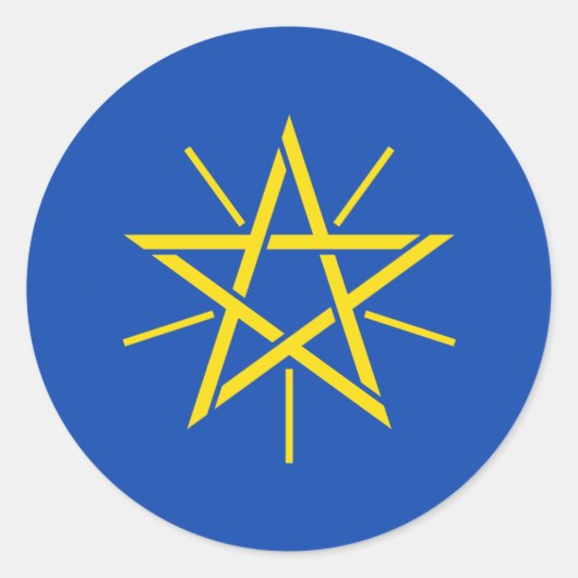 Äthiopisches NationalEmblem, Äthiopien Runder Aufkleber (Vorderseite)