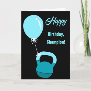 Athlet Kettlebell Luftballon Alles Gute zum Geburt Karte
