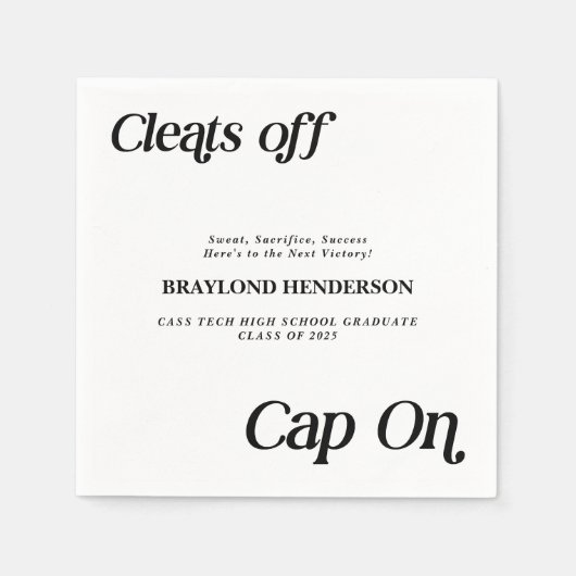 Athlete Abschluss löscht Cap On Serviette (Vorderseite)