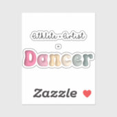 Athlete + Artist = Dancer, Funny gifT für Dancer Aufkleber (Blatt)