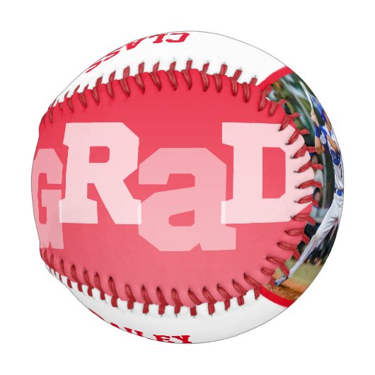 Athlete GRAD Red Ombre Abschluss Foto Baseball (Vorne Rechts)
