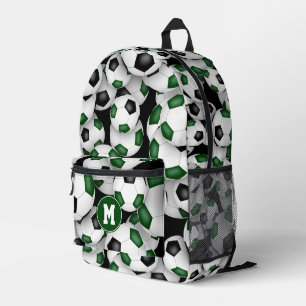 Athleten mit Monogramm schwarze Fußballbälle Bedruckter Rucksack