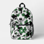 Athleten mit Monogramm schwarze Fußballbälle Bedruckter Rucksack (Vorderseite)