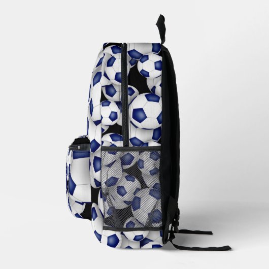 Athleten mit Monogramm weiße Fußballbälle Bedruckter Rucksack (Rechts)