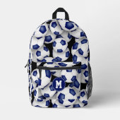 Athleten mit Monogramm weiße Fußballbälle Bedruckter Rucksack (Vorderseite)