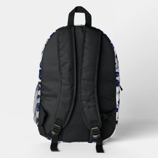 Athleten mit Monogramm weiße Fußballbälle Bedruckter Rucksack (Rückseite)