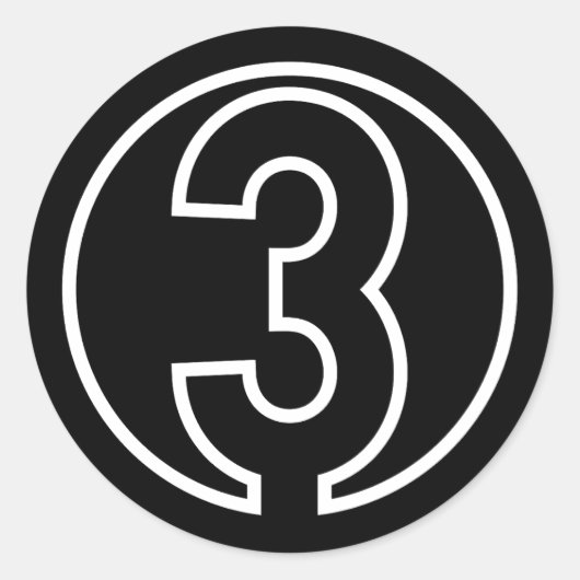 Athleten Zahl 3 Kreisform Runder Aufkleber (Vorderseite)