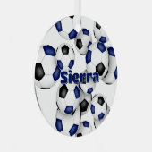 Athletenname auf blauen schwarzen Fußballbällen ha Ornament Aus Metall (Vorderseite Rechts)