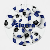 Athletenname auf blauen schwarzen Fußballbällen ha Ornament Aus Metall (Vorderseite)