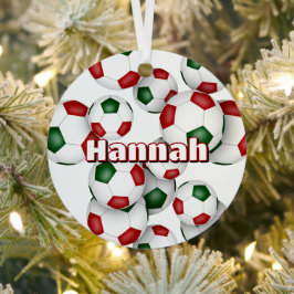 Athletenname auf rot-grünen Fußballbällen halten S Ornament Aus Metall