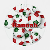 Athletenname auf rot-grünen Fußballbällen halten S Ornament Aus Metall (Vorderseite)