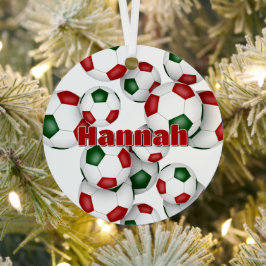 Athletenname auf rot-grünen Fußballbällen halten S Ornament Aus Metall