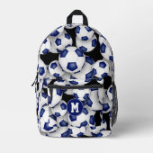 athletes monogrammed blue white soccer balls bedruckter rucksack (Vorderseite)