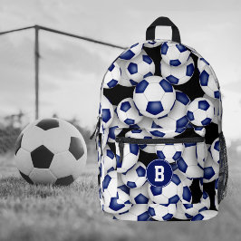 athletes monogrammed blue white soccer balls bedruckter rucksack
