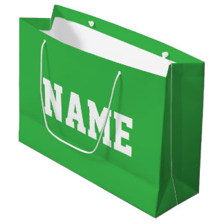 Athletic 70er Weiß YOUR NAME Text auf hellgrün Große Geschenktüte