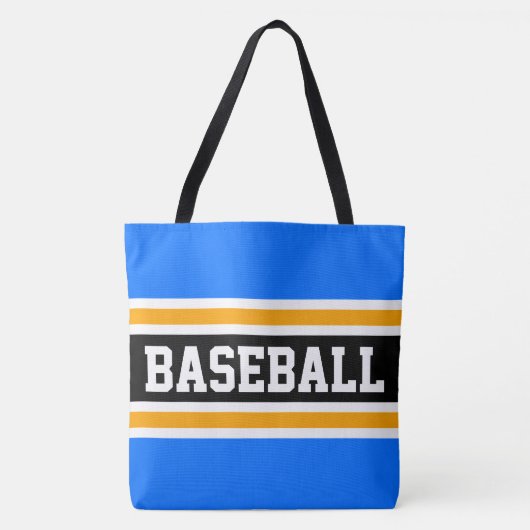 Athletic BASEBALL Bright Blue Black Yellow Strips Tasche (Vorderseite)