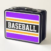 Athletic BASEBALL Fun Bright Lila Black Strips Metall Brotdose (Rückseite)