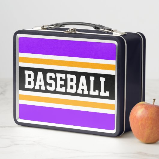 Athletic BASEBALL Fun Bright Lila Black Strips Metall Brotdose (Beispiel)