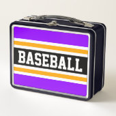 Athletic BASEBALL Fun Bright Lila Black Strips Metall Brotdose (Vorderseite)