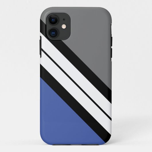 Athletic Blue Gray White Diagonal Racing Streifen Case-Mate iPhone Hülle (Rückseite)