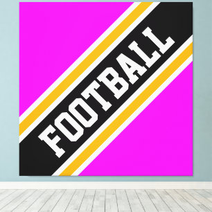 Athletic Bold Black FOOTBALL Stripes Leinwanddruck