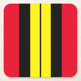 Athletic Bold Red Twin Yellow Black Racing Stripes Rechteckiger Pappuntersetzer