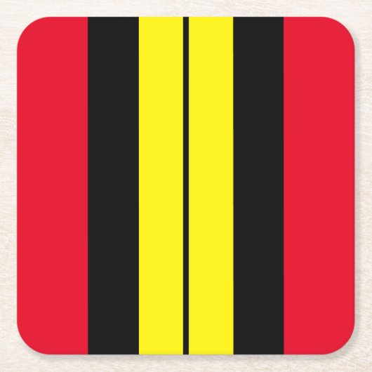 Athletic Bold Red Twin Yellow Black Racing Stripes Rechteckiger Pappuntersetzer (Vorderseite)