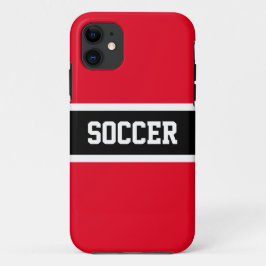 Athletic Bold Schwarz-weiß Red Stripes "SOCCER" Case-Mate iPhone Hülle