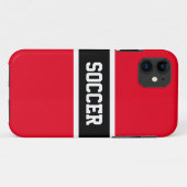 Athletic Bold Schwarz-weiß Red Stripes "SOCCER" Case-Mate iPhone Hülle (Rückseite (Horizontal))