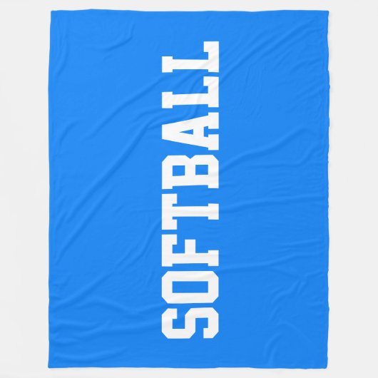 Athletic Bold White SOFTBALL Text On Bright Blue Fleecedecke (Vorderseite)