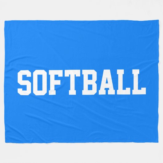 Athletic Bold White SOFTBALL Text On Bright Blue Fleecedecke (Vorderseite (Horizontal))