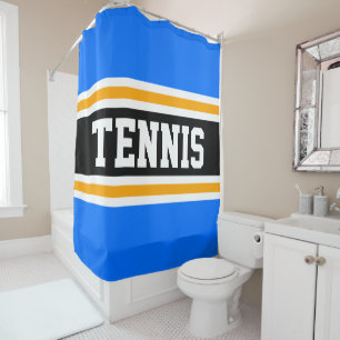 Athletic Bright Blue Yellow TENNIS Racing Stripes Duschvorhang