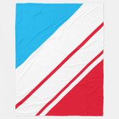 Athletic Bright Red White Sky Blue Racing Streifen Fleecedecke (Vorderseite)