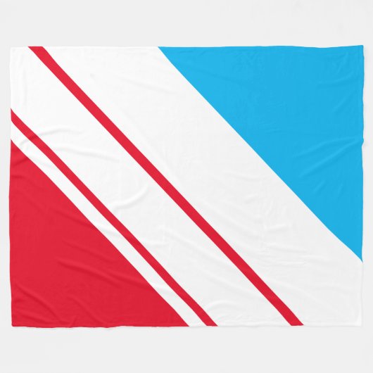Athletic Bright Red White Sky Blue Racing Streifen Fleecedecke (Vorderseite (Horizontal))