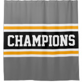 Athletic CHAMPIONS Grau Black Racing Stripes Duschvorhang (Vorderseite)