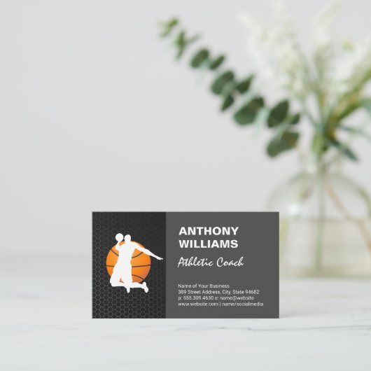 Athletic Coach | Basketball Player Dunking Visitenkarte (Stehend Vorderseite)