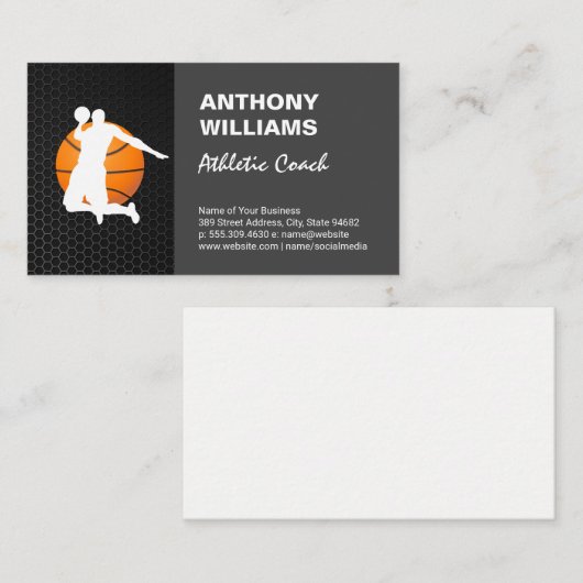 Athletic Coach | Basketball Player Dunking Visitenkarte (Vorne/Hinten)