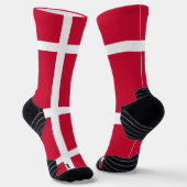Athletic Crew Sock mit dänischer Flagge Socken (Gewinkelt)
