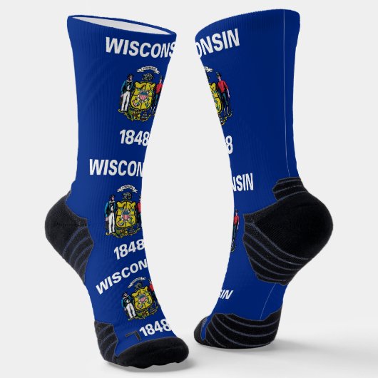 Athletic Crew Sock mit Fahne von Wisconsin, USA Socken (Gewinkelt)