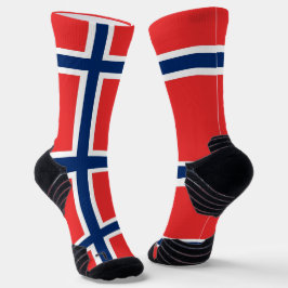 Athletic Crew Sock mit norwegischer Flagge Socken