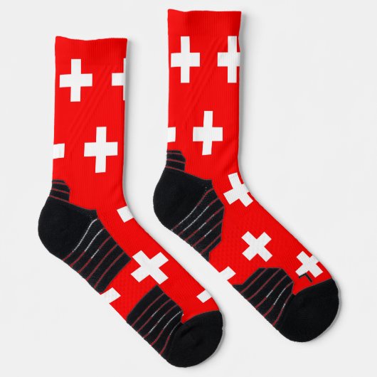 Athletic Crew Sock mit Schweizer Flagge Socken (Rechts)