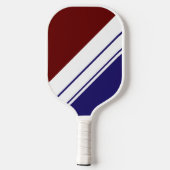 Athletic Deep Red Navy Blue White Racing Streifen Pickleball Schläger (Rückseite)