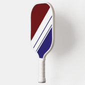 Athletic Deep Red Navy Blue White Racing Streifen Pickleball Schläger (Links)