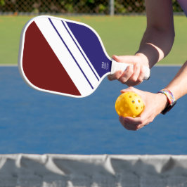 Athletic Deep Red Navy Blue White Racing Streifen Pickleball Schläger