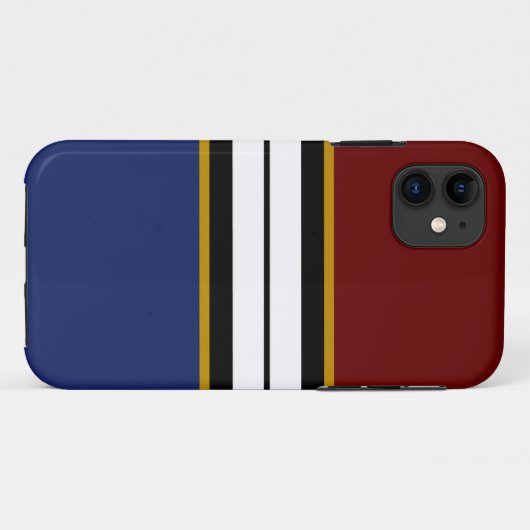 Athletic Deep Red Schwarz-weiß Navy Racing Stripes Case-Mate iPhone Hülle (Rückseite (Horizontal))