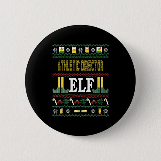 Athletic Director Elf Funny Christmas Gift Button (Vorderseite)