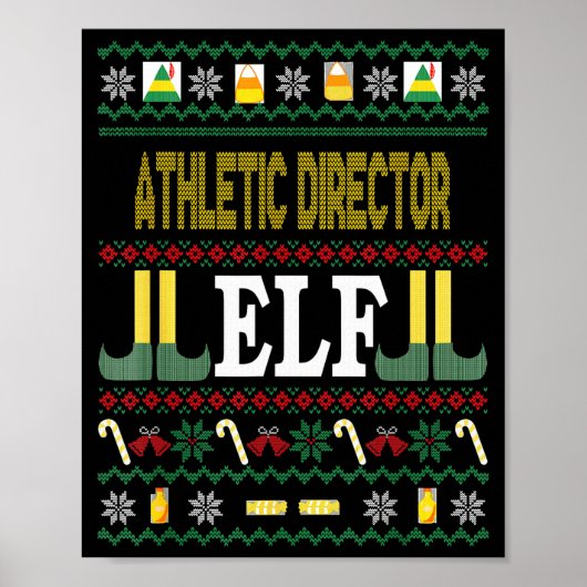 Athletic Director Elf Funny Christmas Gift Poster (Vorne)