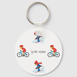 Athletic Emoji und '' Ihr Name hier " Schlüsselanhänger